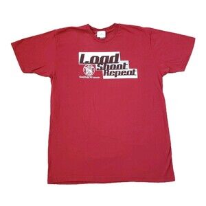 Smith & Wesson Load Shoot Repeat Size Large Mens Red Officially Licensed T-Shirt